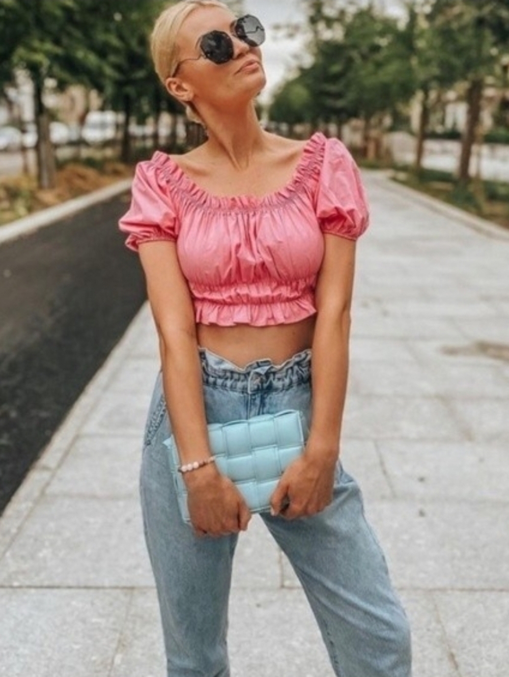 Zara Bloggers Favorite Stretch Poplin Top Size XS/Small  Baby Pink NWT$80